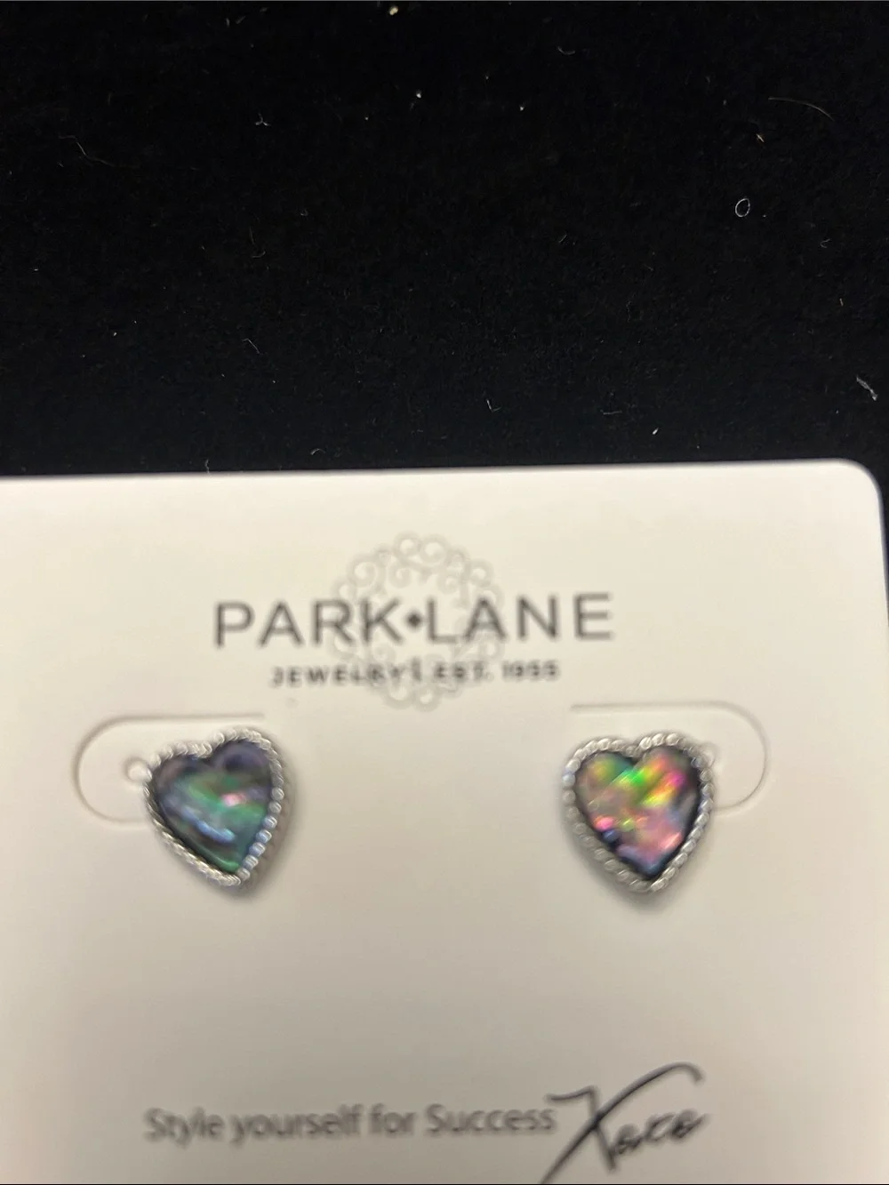 Park Lane Teal Crystal Tennis Bracelet with Iridescent Abalone Heart Earrings